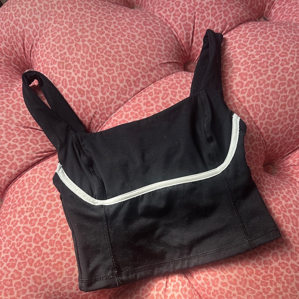 Monday Swimwear Black Crop Top with White Trim